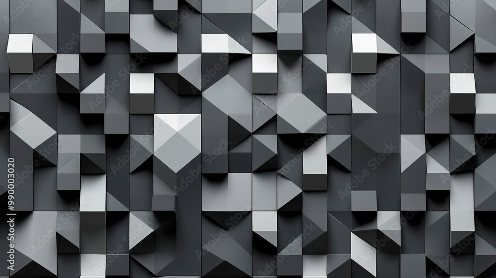 Poster vector abstract geometric seamless technology gray and black cube square paper background. surface c