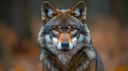 Fototapeta premium Wolf Portrait Wild Animal Looking at Camera