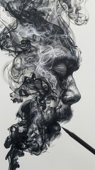 Abstract Portrait of a Man in Smoke