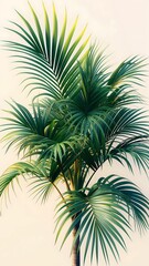 Green Palm Tree Isolated on Studio Background