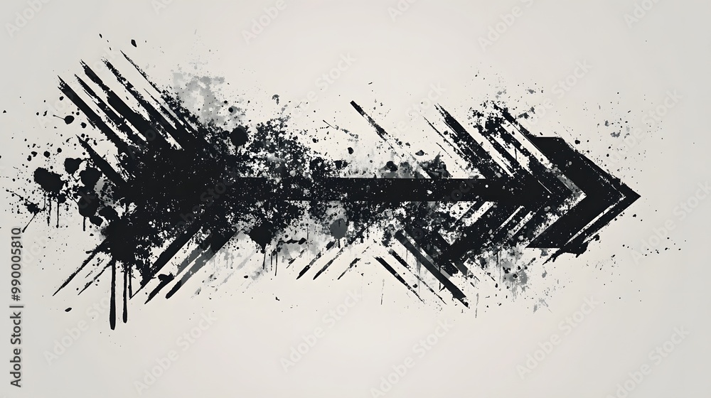 Poster 1. a dynamic grunge arrow vector design featuring bold, textured lines and splatters that convey mov