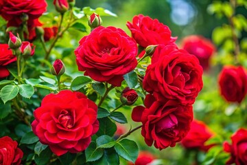 Vibrant Blazin Rose Plant with Striking Red Flowers and Lush Green Foliage in Natural Environment