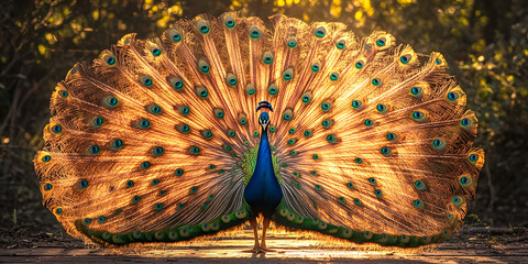 Majestic peacock with vibrant feather display