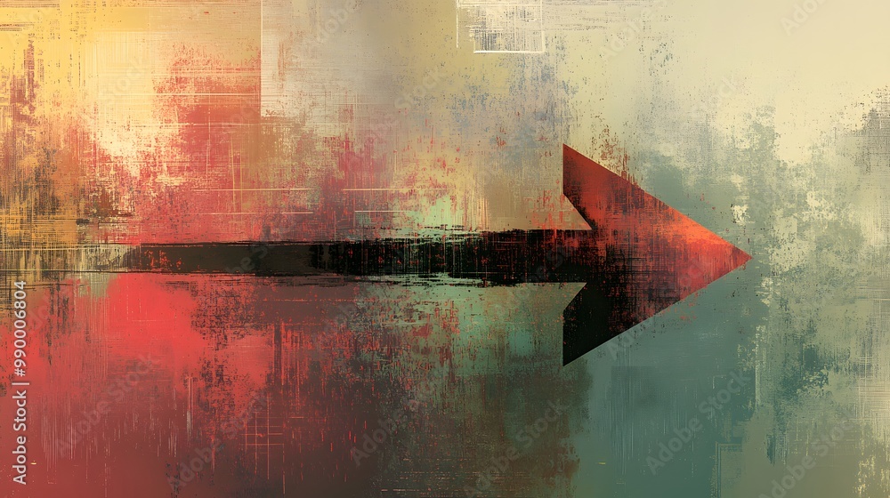 Poster 2. an abstract composition showcasing a grunge arrow brush stroke, where the arrow is created with r