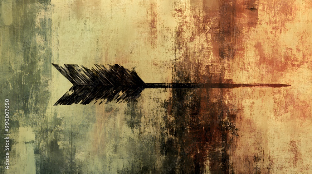 Poster 2. an abstract composition showcasing a grunge arrow brush stroke, where the arrow is created with r