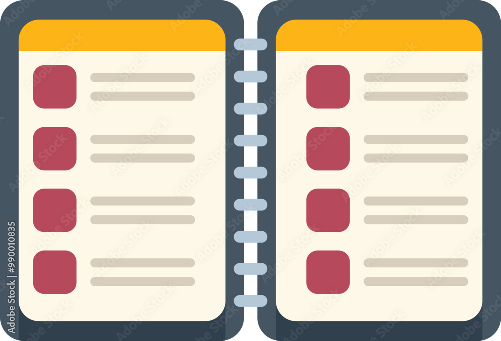 Poster open notebook with check mark boxes showing to do list, prioritizing tasks, managing work and organi