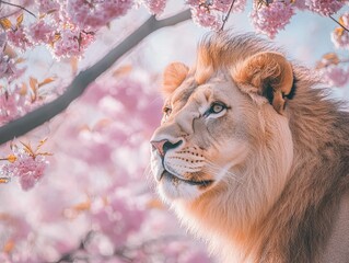 lion isolated on spring background