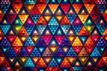 Vibrant geometric pattern featuring barmoda triangle design in bold colors for modern decor inspiration
