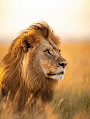 Obraz premium lion isolated on summer background