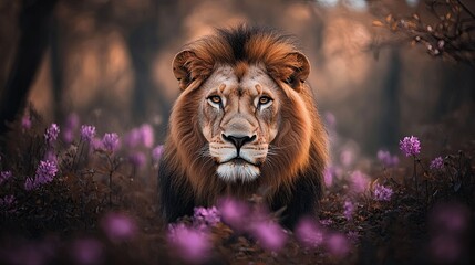 Obraz premium lion isolated on spring background