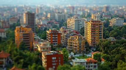 Obraz premium Miniature Cityscape Tilt Shift Photography of Urban Architecture