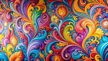 Vibrant Keren Wallpaper Design with Abstract Patterns and Colorful Swirls for Modern Interiors