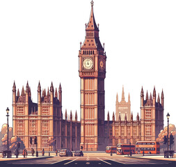Obraz premium Famous British Clock Tower Big Ben Isolate Vector Illustration