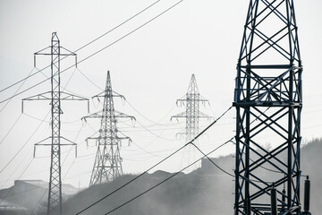 power lines in the morning