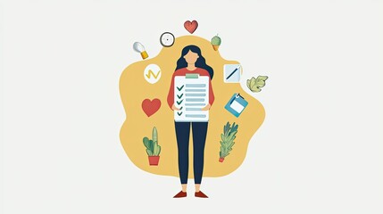 A person holding a mental health self-care checklist, featuring activities like meditation, journaling, and exercise.