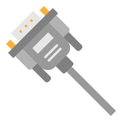 Illustration of VGA Cable Flat Icon