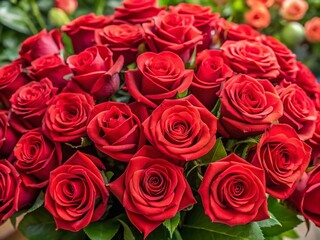 Obraz premium Vibrant Red Roses Bouquet Perfect for Romantic Occasions, Celebrations, and Floral Arrangements