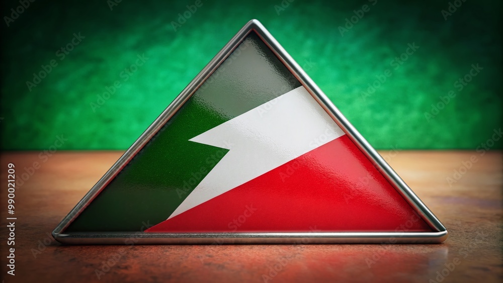 Poster vibrant red triangle symbol representing palestine on a bold background for cultural context and uni
