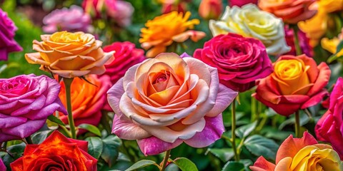 Vibrant Rose Flower Collection Showcasing Various Colors and Petals in Natural Outdoor Settings
