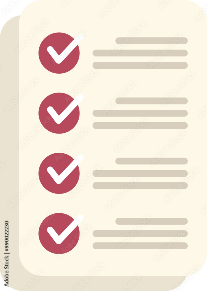 Poster checklist showing completing tasks with check marks, business organization and productivity concept