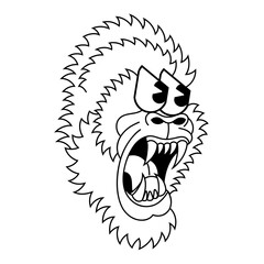 Doodle cute character illustration gorilla sticker outline