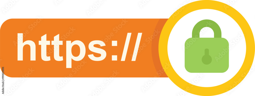 Poster https protocol symbol showing secure connection with padlock, concept for internet security