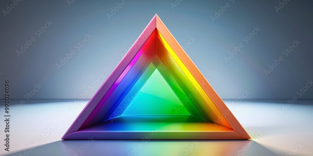 Poster vibrant triangle design with colorful rainbow spectrum on a clean background for creative projects