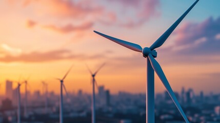 Sustainable Energy Wind Turbines at Sunset - Environment Social Governance (ESG) Concept for Renewable Energy and Green Investment