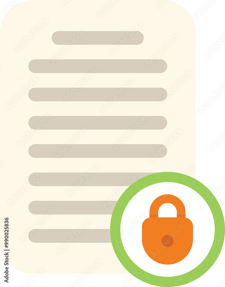 Poster padlock is locking a document containing private information, ensuring confidentiality and security