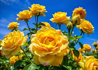 Vibrant Yellow Rose Flowers in Bloom, Symbolizing Love, Joy, and Friendship in Natural Setting