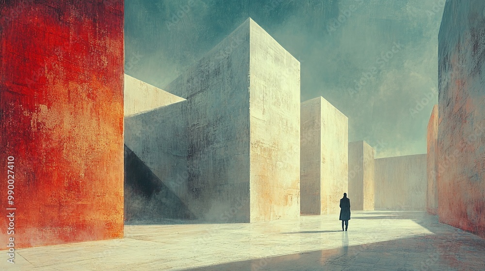 Poster geometric shapes and abstract forms captured in building landscapes, representing contemporary archi