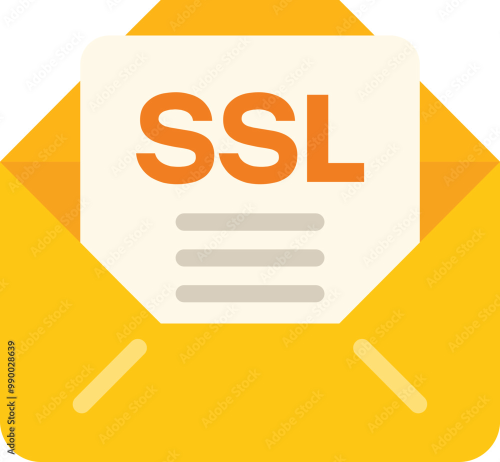 Poster yellow email envelope containing a document about ssl certification