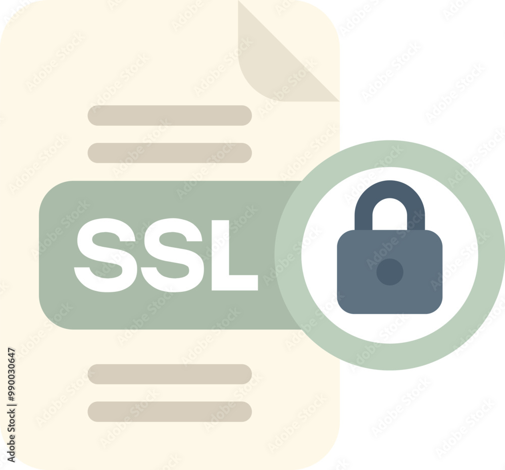 Poster icon of a document with ssl encryption symbolizing online safety and data protection