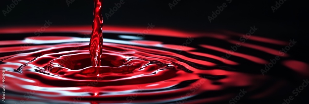 Aufkleber a close-up shot of a red liquid being poured into a still water surface, creating a beautiful ripple