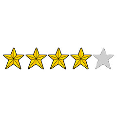 Fototapeta premium four stars rating illustration hand drawn isolated vector