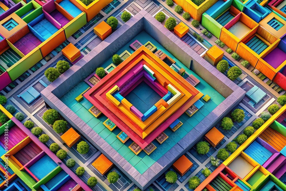 Poster 3d geometric rectangle in vibrant colors representing modern design and abstract art concepts