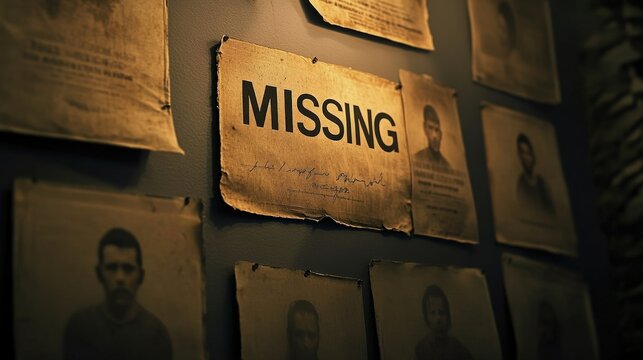 Missing Person Posters on Wall  Vintage Crime Scene