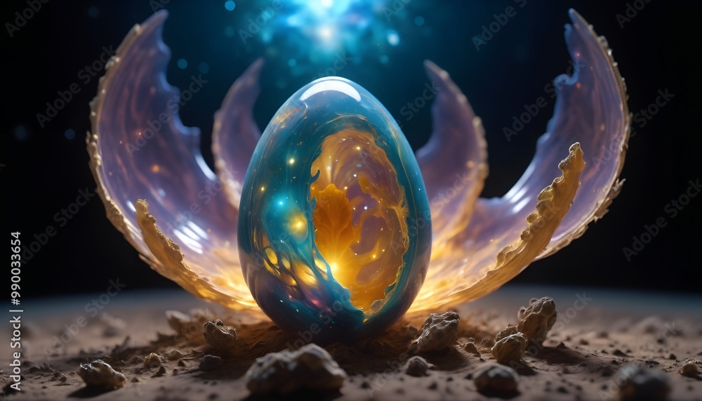 Wall mural cosmic creation egg emitting an ethereal glow