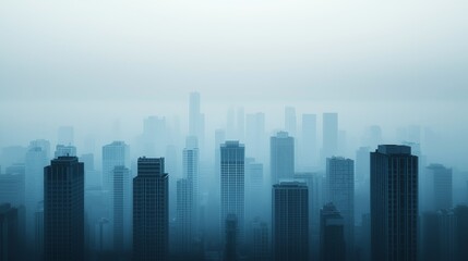 Fototapeta premium Modern Cityscape in Foggy Weather Representing Environmental and Social Governance (ESG) Concept