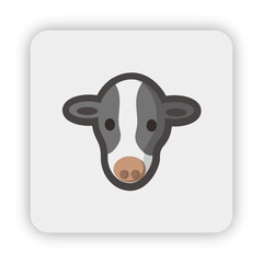 black and white cow icon on button, cow flat icon vector, cow flat illustration png