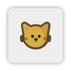 cat icon on button, cat flat icon vector, cat flat illustration, cat head, cat cartoon png