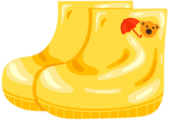 Yellow of rubber boots for raining 