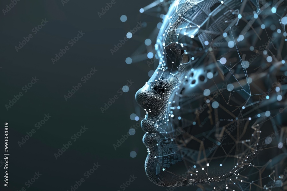 Poster head with code background