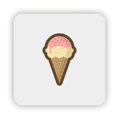 ice cream cone vector, ice cream cone flat icon, ice cream cone icon on button