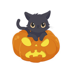 Black Cat Halloween Pumpkin