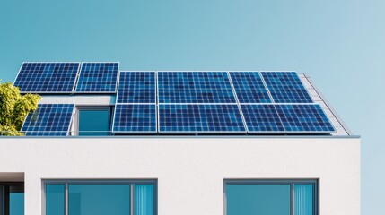 Fototapeta premium Modern Sustainable Building with Solar Panels Representing Environment Social Governance (ESG) Concept