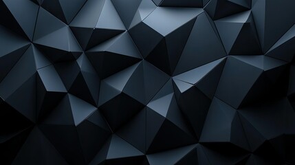 Fototapeta premium Abstract 3D black diamond texture forming a sleek and modern wallpaper on a dark background.