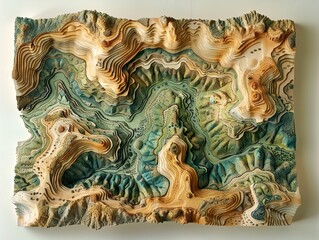 Obraz premium Layered Wood Landscape Sculpture: A Contemporary Art Piece