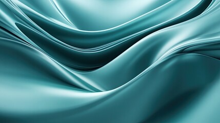 Obraz premium Abstract 3D teal wave background with smooth, flowing motion, ideal for modern graphic design. --ar 16:9