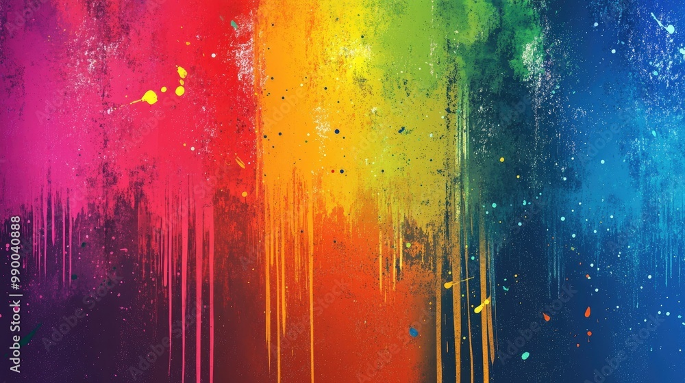 Poster abstract colorful background with smooth gradients and linear rainbow paint splatter effects in a mo